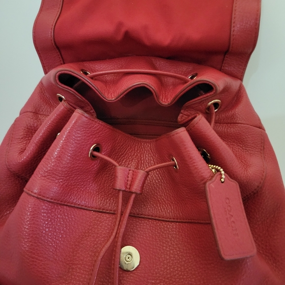 Coach Red Pebble Leather backpack - Picture 3 of 10